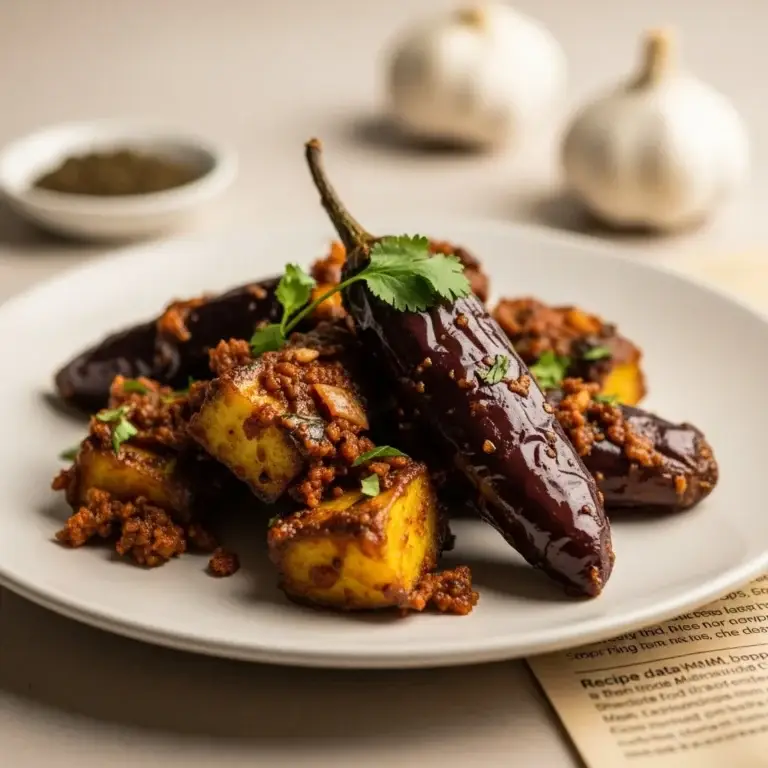 Hyderabad’s Smoky Secret: Garlicky Fried Eggplant (Lahsuni Baingan)