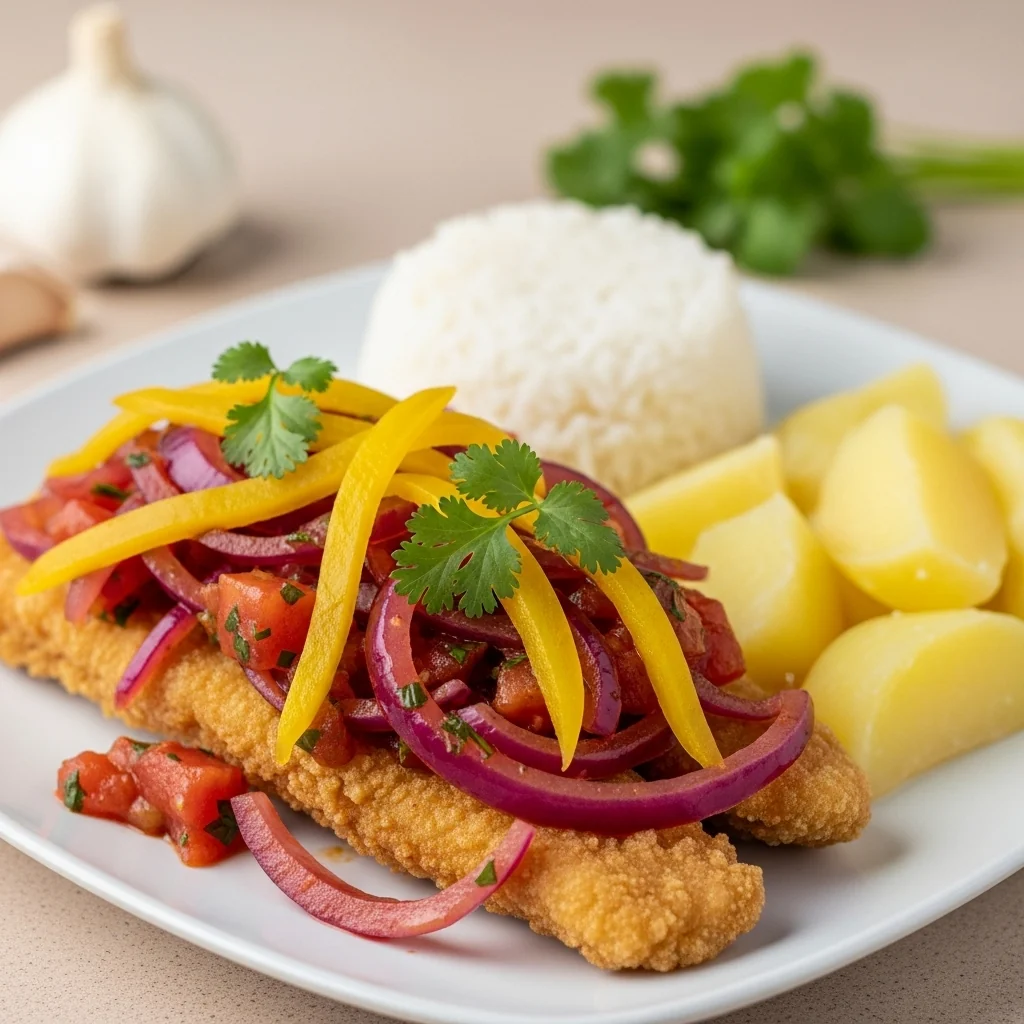From the Port of Lima: A Zesty Garlic & Onion Fried Fish (Pescado a la Chorrillana)