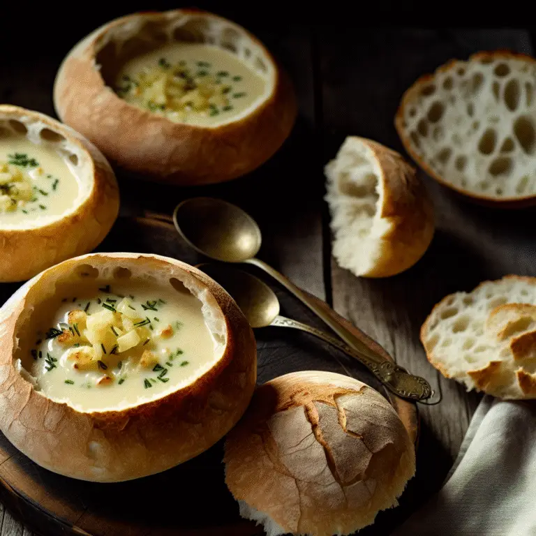 Slovakia’s Hearty Cure: A Creamy Garlic Soup in a Bread Bowl (Cesnaková Polievka v Bochníku)