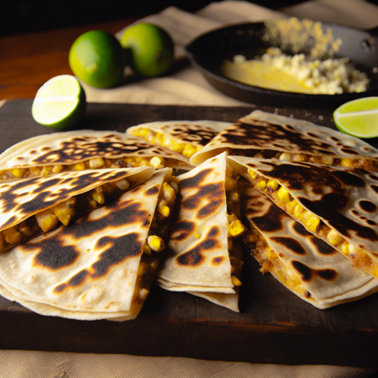 Black Corn Gold: Garlic-Huitlacoche Pistachio Quesadillas